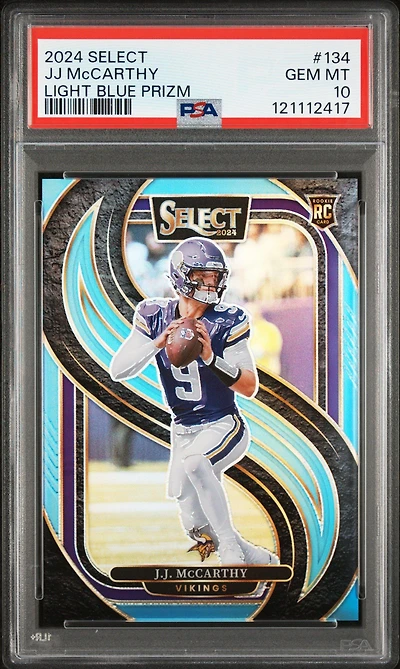 2024 Panini Select 134 Jj Mccarthy Light Blue Prizm PSA 10