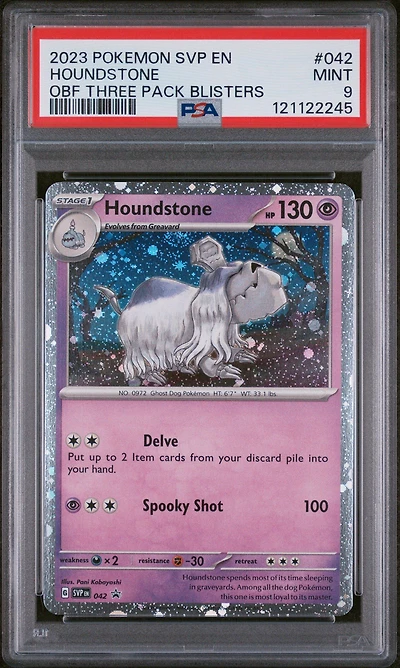 2023 Pokemon Svp En-sv Black Star Promo 042 Houndstone Obsidian Flames Three Pack Blister PSA 9