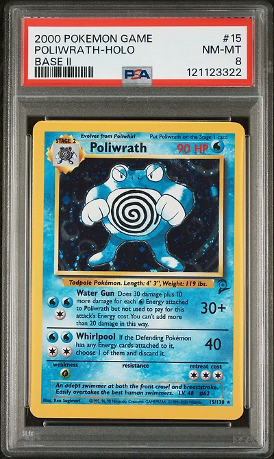2000 Pokemon Game Base Ii 15 Poliwrath-holo PSA 8