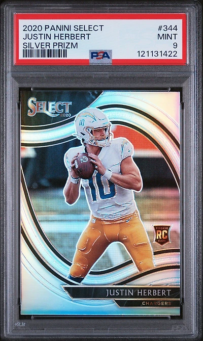 2020 Panini Select 344 Justin Herbert Silver Prizm PSA 9