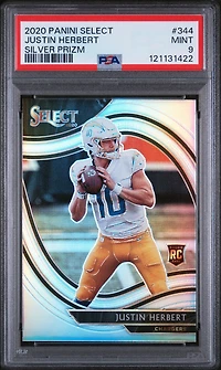 2020 Panini Select 344 Justin Herbert Silver Prizm PSA 9