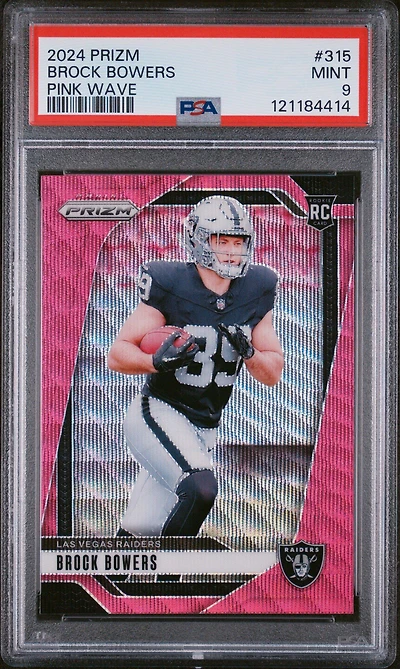2024 Panini Prizm 315 Brock Bowers Pink Wave PSA 9