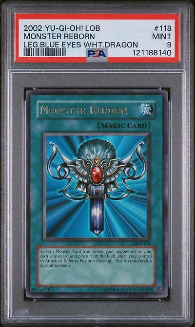 2002 Yu-gi-oh! Lob-legend Of Blue Eyes White Dragon 118 Monster Reborn PSA 9