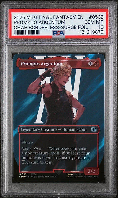 2025 Magic The Gathering Final Fantasy 0532 Prompto Argentum Character Borderless-surge Foil PSA 10