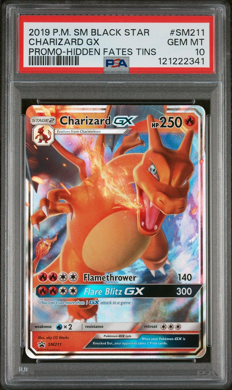 2019 Pokemon Sm Black Star Promo Sm211 Charizard Gx Hidden Fates Tins PSA
