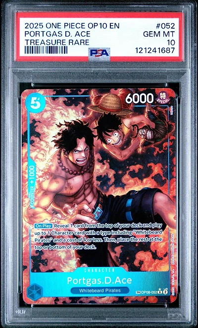 2025 One Piece Op10-royal Blood 052 Portgas D. Ace Treasure Rare PSA 10