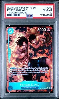 2025 One Piece Op10-royal Blood 052 Portgas D. Ace Treasure Rare PSA 10