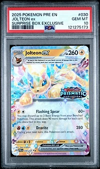 2025 Pokemon Pre En-prismatic Evolutions 030 Jolteon Ex Surprise Box Exclusive PSA