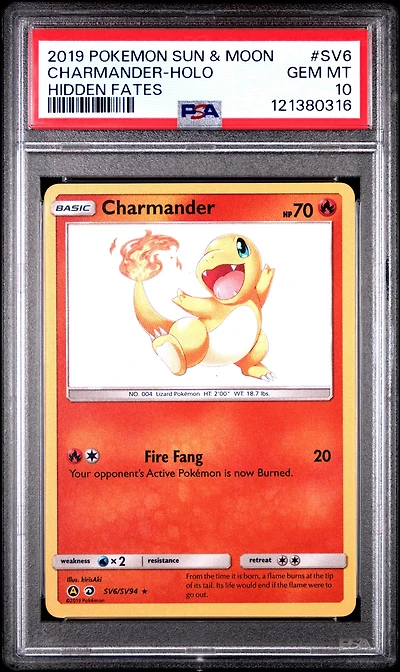 2019 Pokemon Sun & Moon Hidden Fates Sv6 Charmander-holo PSA