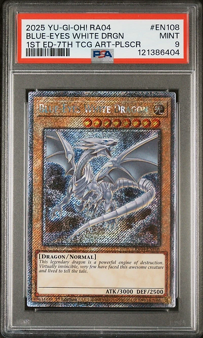 2025 Yu-gi-oh! Ra04-quarter Century Stampede En108 Blue-eyes White Dragon 1st Edition-7th Tcg Artwork-platinum Secret Rare PSA 9