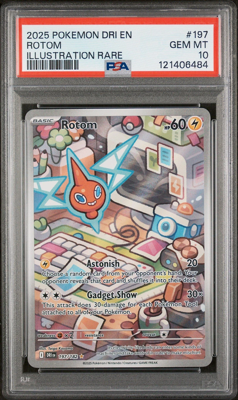 2025 Pokemon Dri En-destined Rivals 197 Rotom Illustration Rare PSA