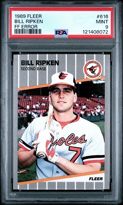1989 Fleer 616 Bill Ripken Ff Error PSA 9