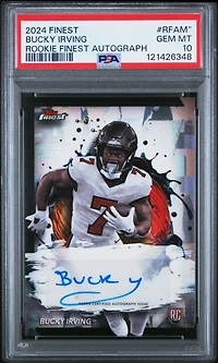 2024 Topps Finest Rookie Finest Autographs Rfam" Bucky Irving PSA 10