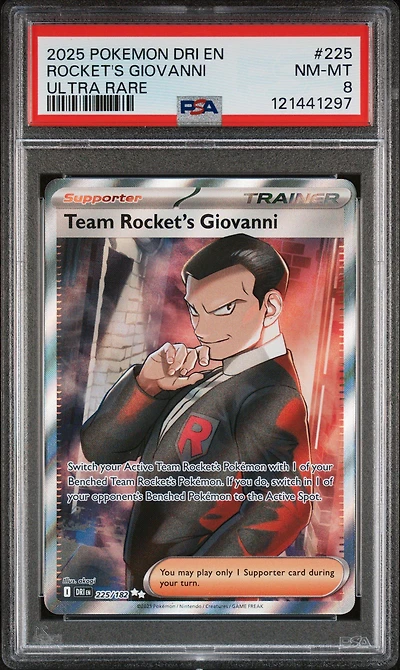2025 Pokemon Dri En-destined Rivals 225 Team Rocket's Giovanni Ultra Rare PSA