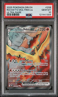 2025 Pokemon Dri En-destined Rivals 208 Team Rocket's Moltres Ex Ultra Rare PSA