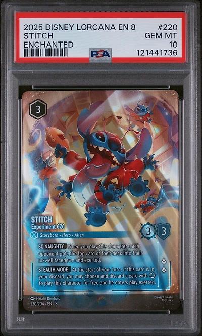 2025 Disney Lorcana En 8-reign Of Jafar 220 Stitch - Experiment 626 Enchanted PSA 10