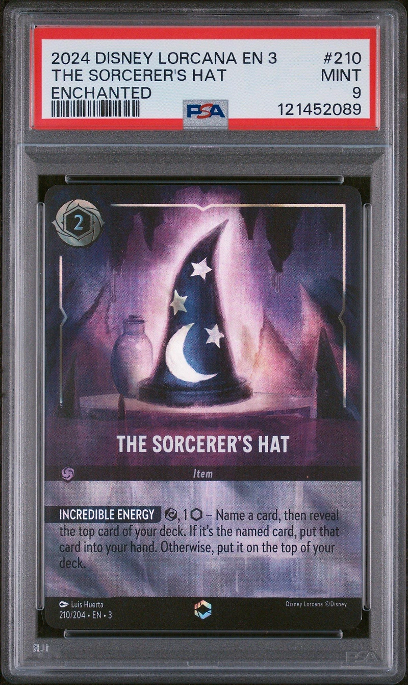 2024 Disney Lorcana En 3-into The Inklands 210 The Sorcerer's Hat Enchanted PSA 9