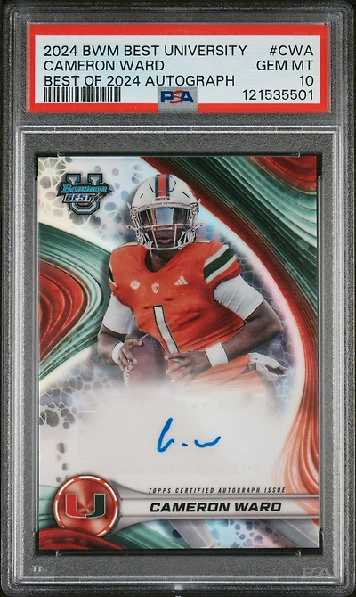 2024 Bowman Best University Best Of 2024 Autographs Cwa Cameron Ward PSA 10