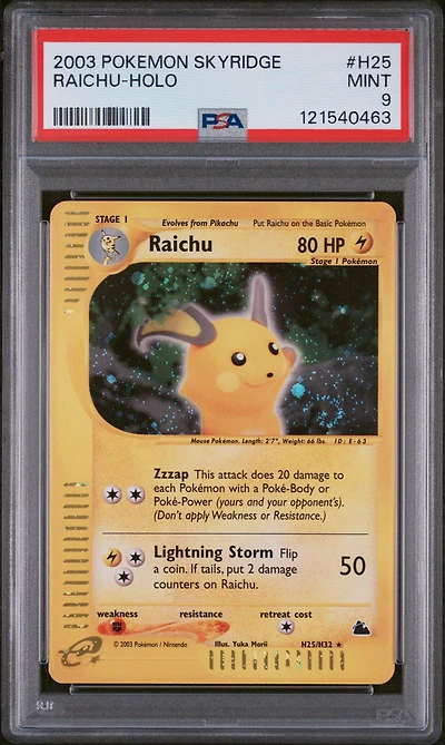 2003 Pokemon Skyridge H25 Raichu-holo PSA