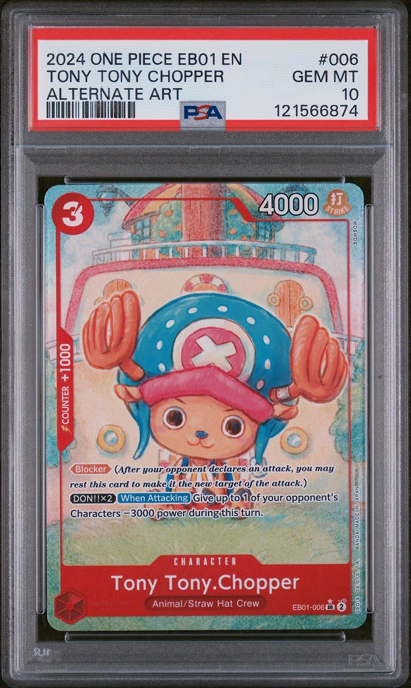 2024 One Piece Eb01-extra Booster -memorial Collection- 006 Tony Tony Chopper Alternate Art PSA 10