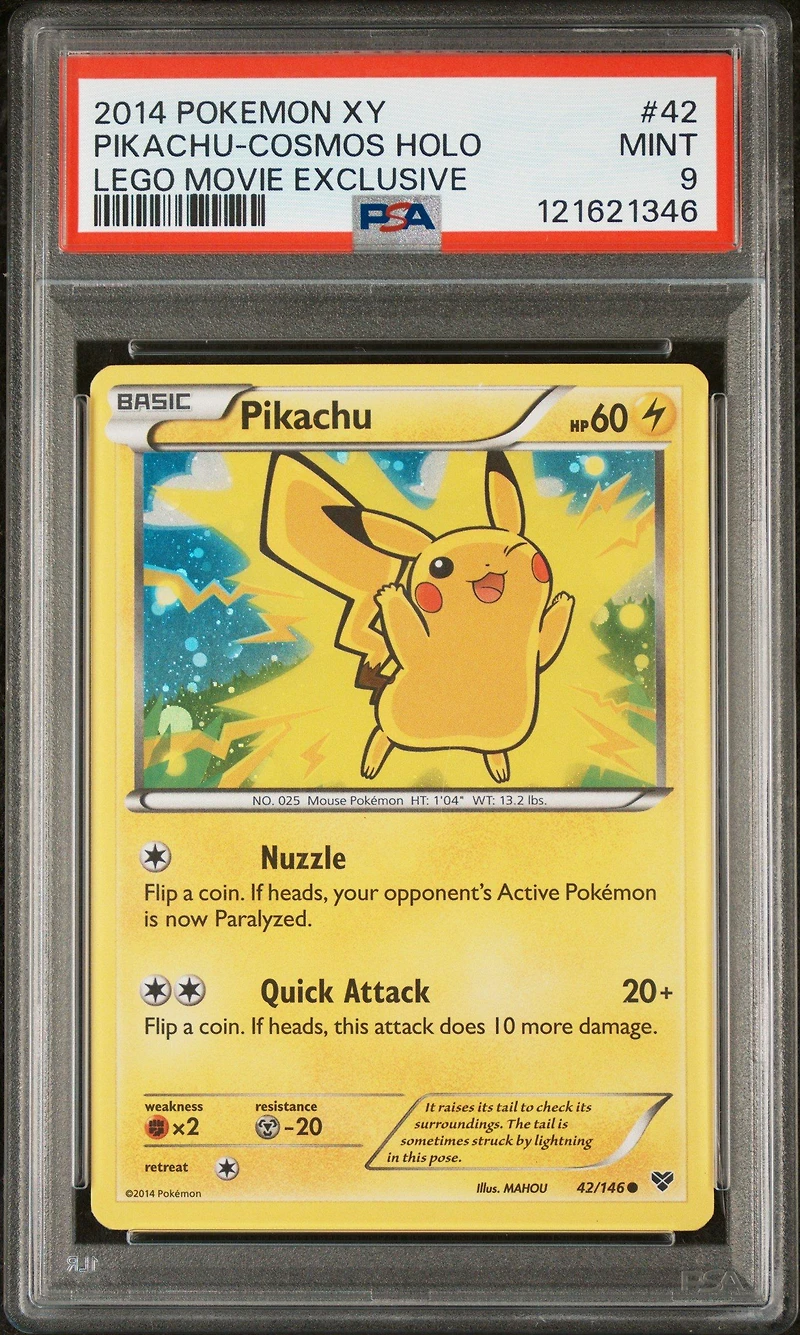 2014 Pokemon Xy 42 Pikachu-cosmos Holo Lego Movie Exclusive PSA