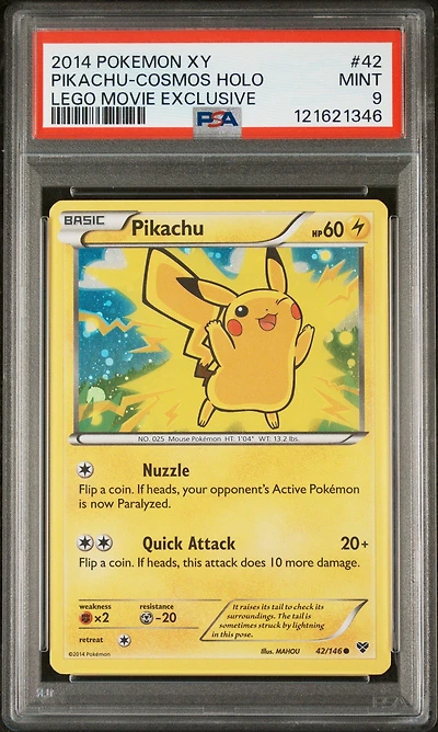 2014 Pokemon Xy 42 Pikachu-cosmos Holo Lego Movie Exclusive PSA