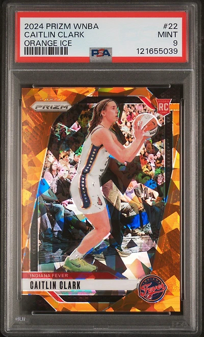 2024 Panini Prizm Wnba 22 Caitlin Clark Orange Ice PSA 9