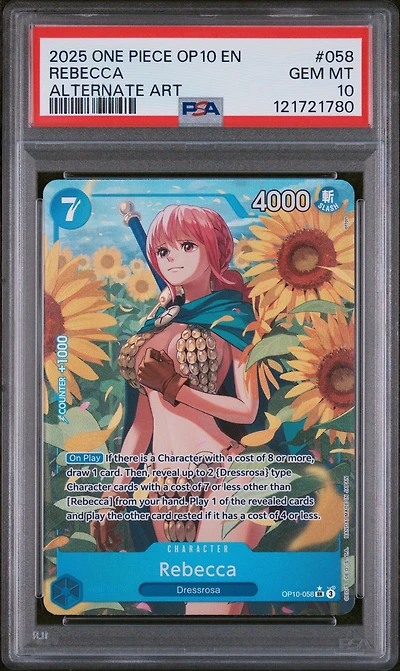 2025 One Piece Op10-royal Blood 058 Rebecca Alternate Art PSA 10