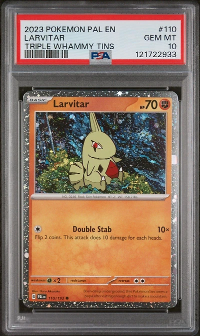 2023 Pokemon Pal En-paldea Evolved 110 Larvitar Triple Whammy Tins PSA 10