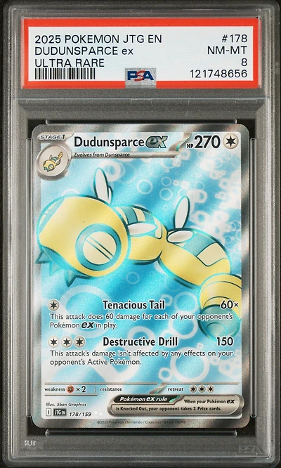 2025 Pokemon Jtg En-journey Together 178 Dudunsparce Ex Ultra Rare PSA 8