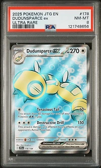 2025 Pokemon Jtg En-journey Together 178 Dudunsparce Ex Ultra Rare PSA 8