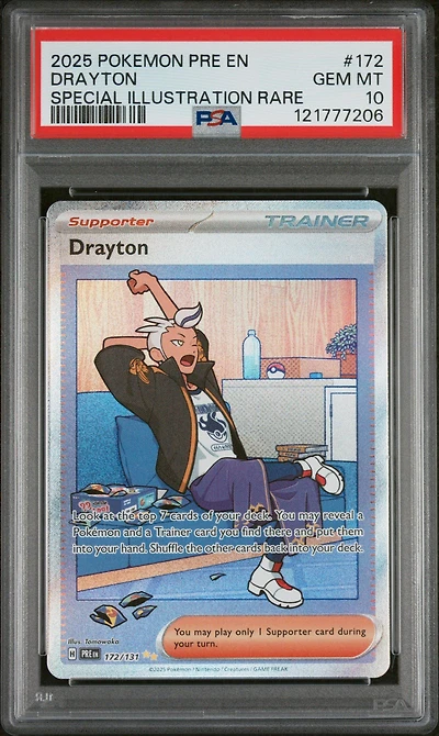 2025 Pokemon Pre En-prismatic Evolutions 172 Drayton Special Illustration Rare PSA 10