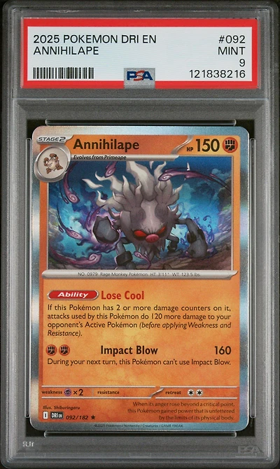 2025 Pokemon Dri En-destined Rivals 092 Annihilape PSA 9