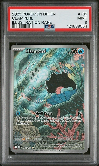 2025 Pokemon Dri En-destined Rivals 195 Clamperl Illustration Rare PSA