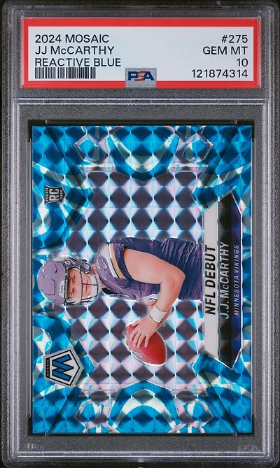 2024 Panini Mosaic 275 Jj Mccarthy Reactive Blue PSA 10
