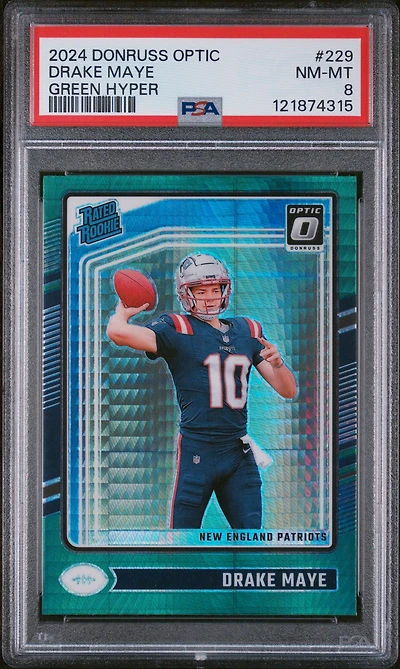2024 Panini Donruss Optic 229 Drake Maye Green Hyper PSA