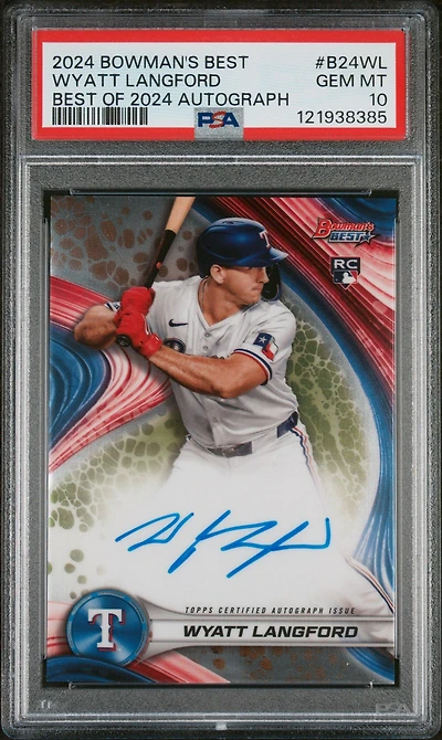 2024 Bowman's Best Best Of 2024 Autographs B24wl Wyatt Langford PSA 10