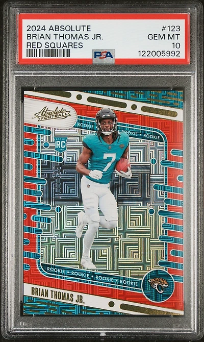 2024 Panini Absolute 123 Brian Thomas Jr. Red Squares PSA 10
