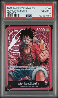2022 One Piece Starter Deck St01-straw Hat Crew 001 Monkey D. Luffy Errata PSA 10