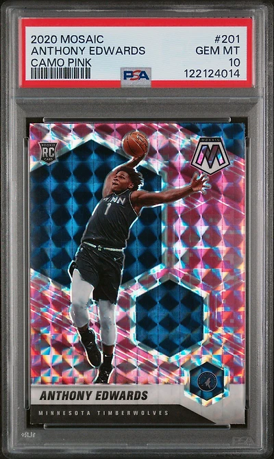 2020 Panini Mosaic Anthony Edwards Camo Pink PSA