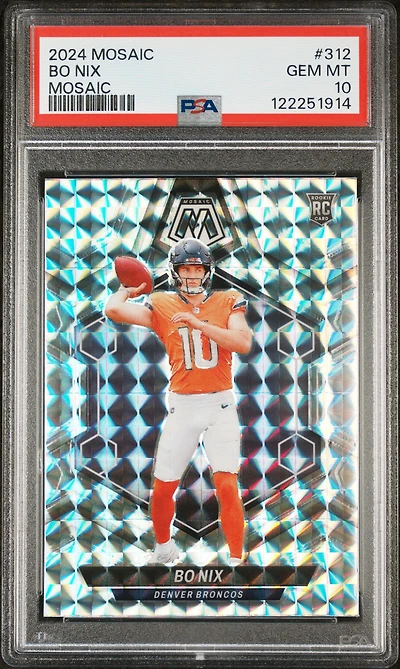 2024 Panini Mosaic 312 Bo Nix Mosaic PSA 10
