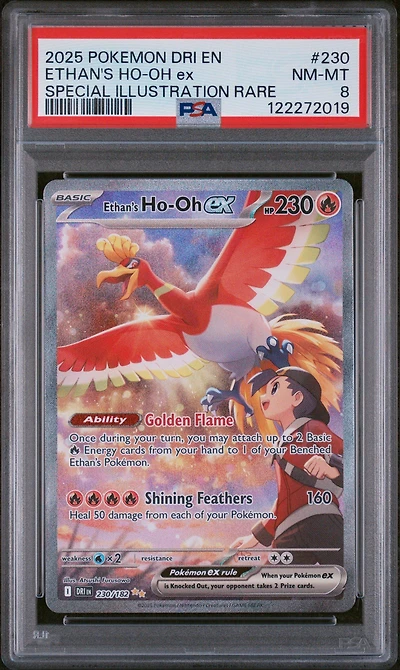 2025 Pokemon Dri En-destined Rivals 230 Ethan's Ho-oh Ex Special Illustration Rare PSA