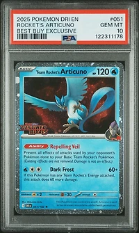2025 Pokemon Dri En-destined Rivals 051 Team Rocket's Articuno Best Buy Exclusive PSA