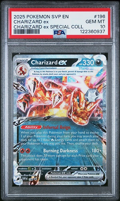 2025 Pokemon Svp En-sv Black Star Promo 196 Charizard Ex Charizard Ex Special Collection PSA