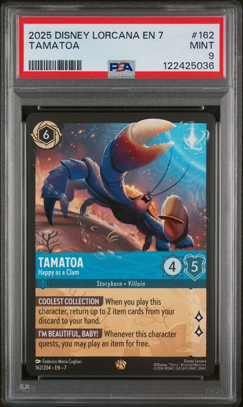 2025 Disney Lorcana En 7-archazia's Island 162 Tamatoa - Happy As A Clam PSA 9