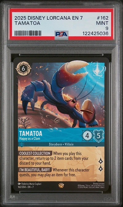 2025 Disney Lorcana En 7-archazia's Island 162 Tamatoa - Happy As A Clam PSA 9