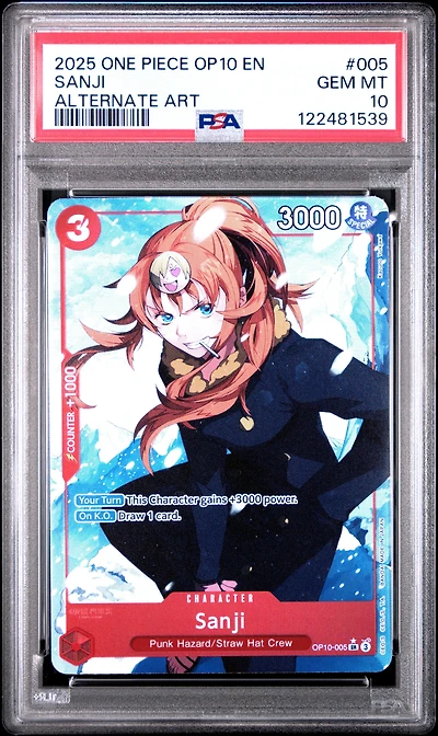 2025 One Piece Op10-royal Blood 005 Sanji Alternate Art PSA 10