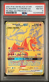 2021 Pokemon Sm Black Star Promo Sm247 Full Art/reshiram & Charizard Gx Reshiram & Charizard Gx Premium Collection PSA