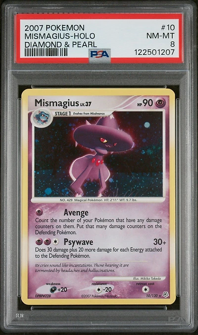 2007 Pokemon Diamond & Pearl 10 Mismagius-holo PSA 8
