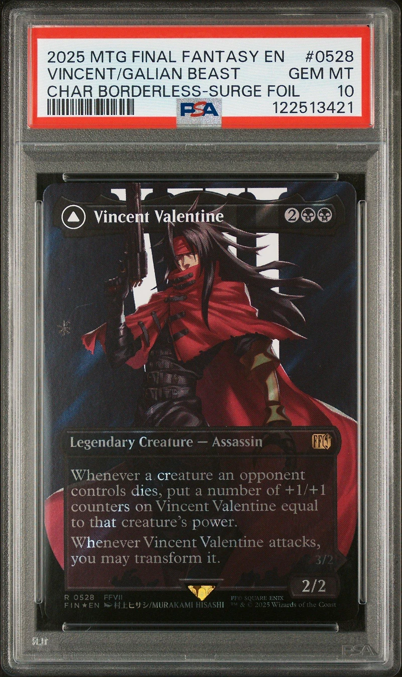 2025 Magic The Gathering Final Fantasy 0528 Vincent Valentine/galian Beast Character Borderless-surge Foil PSA 10
